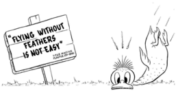 Mark drawing for "FLYING WITHOUT FEATHERS IS NOT EASY" TITUS MACCIUS PLAUTUS 254-184BC