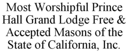 Mark drawing for MOST WORSHIPFUL PRINCE HALL GRAND LODGE FREE & ACCEPTED MASONS OF THE STATE OF CALIFORNIA, INC.