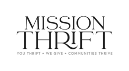 Mark drawing for MISSION THRIFT YOU THRIFT · WE GIVE · COMMUNITIES THRIVE