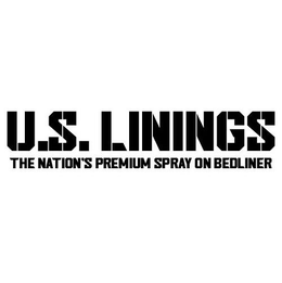 Mark drawing for U.S. LININGS THE NATION'S PREMIUM SPRAY ON BEDLINER