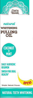 Mark drawing for GURU NANDA NATURAL WHITENING PULLING OIL COCONUT + MINT DAILY AYURVEDIC REGIMEN SWISH FOR ORAL HEALTH* OPEN! SIMPLE. NATURAL. PROVEN. NATURAL TEETH WHITENING