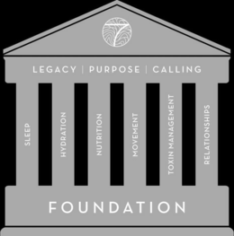 Mark drawing for 7 LEGACY | PURPOSE | CALLING SLEEP HYDRATION NUTRITION MOVEMENT TOXIN MANAGEMENT RELATIONSHIPS FOUNDATION