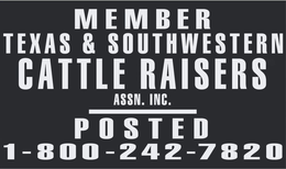 Mark drawing for MEMBER TEXAS & SOUTHWESTERN CATTLE RAISERS ASSN INC. POSTED 1-800-242-7820