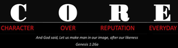 Mark drawing for CORE CHARACTER OVER REPUTATION EVERYDAY AND GOD SAID, LET US MAKE MAN IN OUR IMAGE, AFTER OUR LIKENESS GENESIS 1:26A