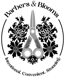 Mark drawing for BARBERS & BLOOMS INTENTIONAL. CONVENIENT. STUNNING