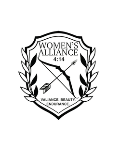 Mark drawing for WOMEN'S ALLIANCE 4:14 VALIANCE. BEAUTY. ENDURANCE.