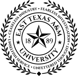 Mark drawing for CEASELESS INDUSTRY FEARLESS INVESTIGATION UNFETTERED THOUGHT UNSELFISH SERVICE EAST TEXAS A&M UNIVERSITY 18 89