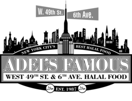 Mark drawing for NEW YORK CITY'S BEST HALAL FOOD ADEL'S FAMOUS WEST 49TH ST. & 6TH AVE. HALAL FOOD EST. 1987 W. 49TH ST. 6TH AVE