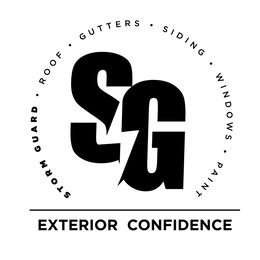 Mark drawing for SG STORM GUARD · ROOF · GUTTERS · SIDING · WINDOWS · PAINT EXTERIOR CONFIDENCE