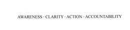 Mark drawing for AWARENESS · CLARITY · ACTION · ACCOUNTABILITY