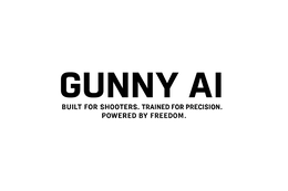 Mark drawing for GUNNY AI BUILT FOR SHOOTERS. TRAINED FOR PRECISION. POWERED BY FREEDOM.