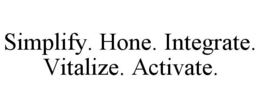 Mark drawing for SIMPLIFY. HONE. INTEGRATE. VITALIZE. ACTIVATE.