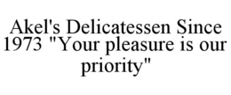 Mark drawing for AKEL'S DELICATESSEN SINCE 1973 "YOUR PLEASURE IS OUR PRIORITY"