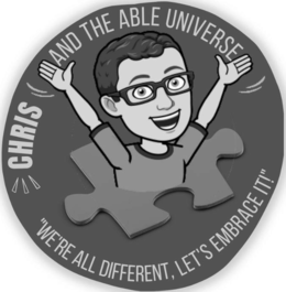 Mark drawing for CHRIS AND THE ABLE UNIVERSE  "WE'RE ALL DIFFERENT, LET'S EMBRACE IT!"