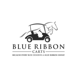 Mark drawing for BLUE RIBBON CARTS. BECAUSE EVERY RIDE DESERVES A BLUE RIBBON SHINE!