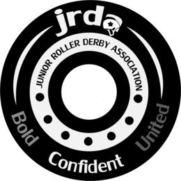 Mark drawing for JRDA JUNIOR ROLLER DERBY ASSOCIATION BOLD CONFIDENT UNITED